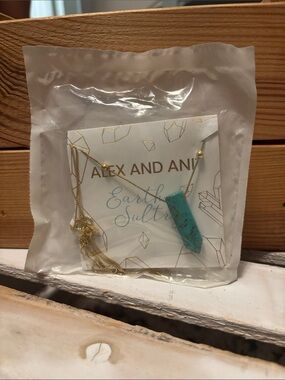 Alex and Ani Gold Chain Necklace with Turquoise Stone Bar